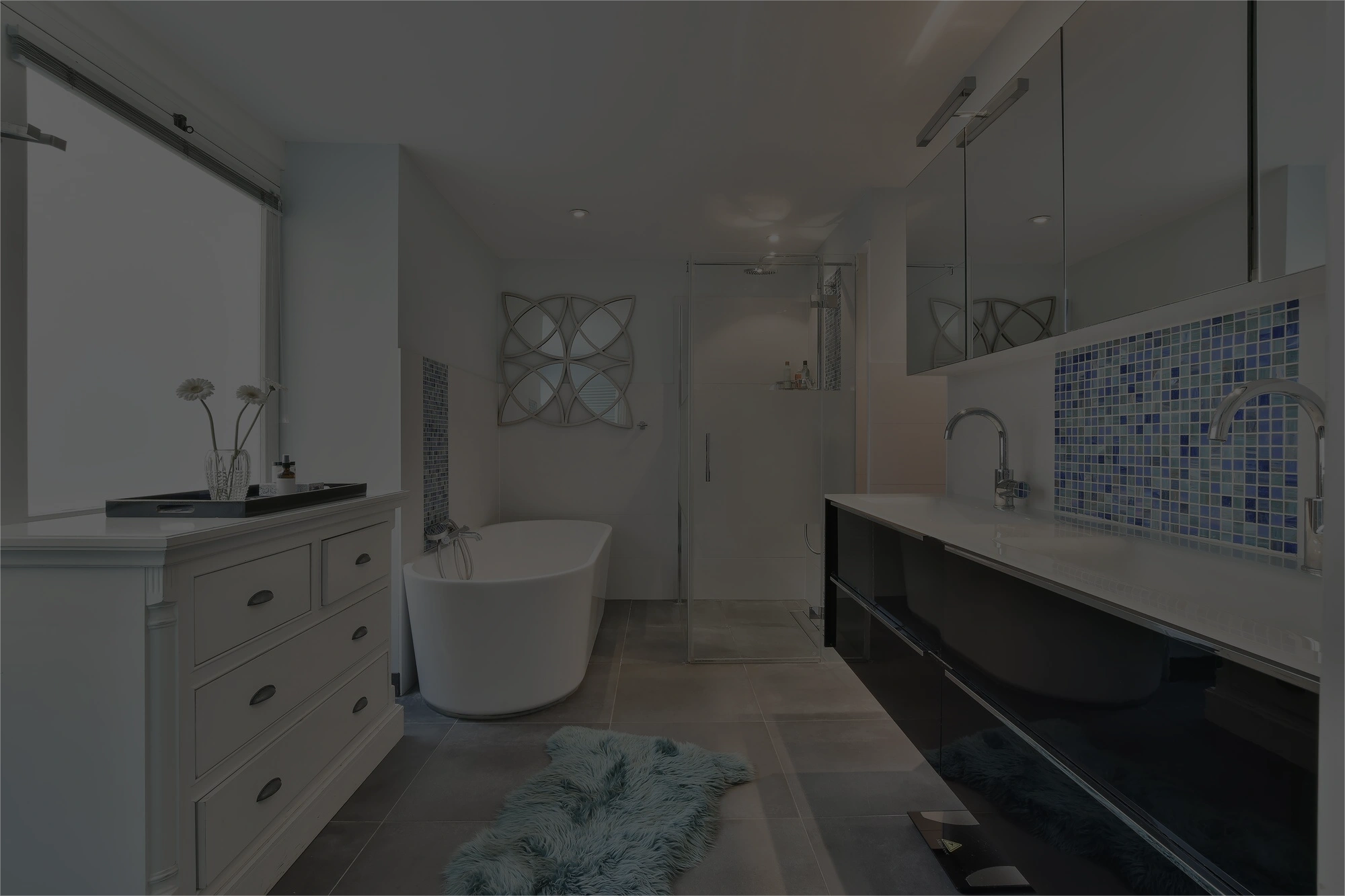 Modern bathroom remodeling project with custom vanity, shower, and luxury bathroom renovation in Los Angeles